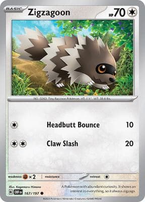 Zigzagoon Obsidian Flames #167